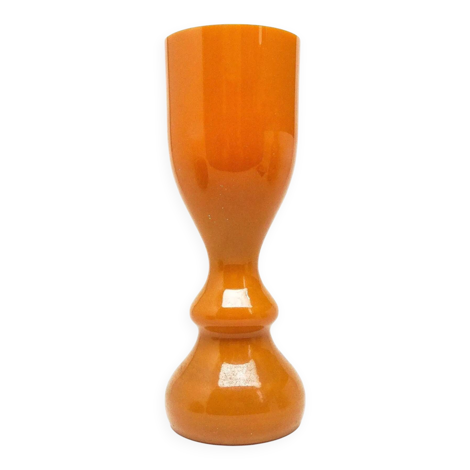 Angel vase, modernism, orange glass, designed by S. Sadowski, Poland, 1970s