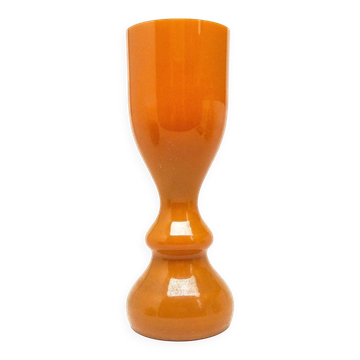 Vase ange, modernisme, verre orange, conçu par S. Sadowski, Pologne, années 1970