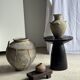 Black solid mango side table (monoxyle) with conical legs