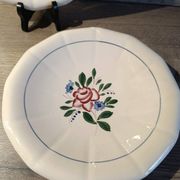 Round hollow plate, old pink model Graziella, Digoin Sarreguemines 1930.