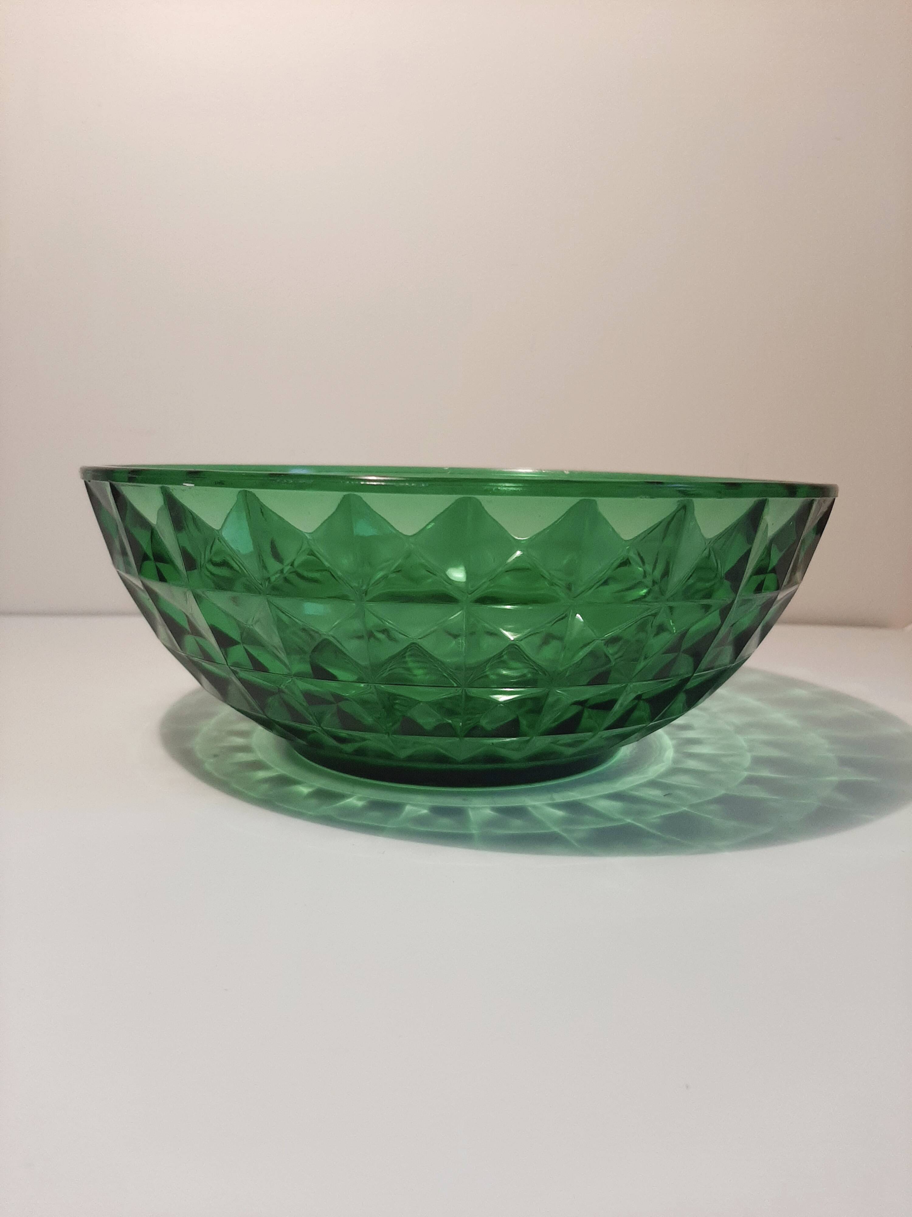 Green glass salad bowl