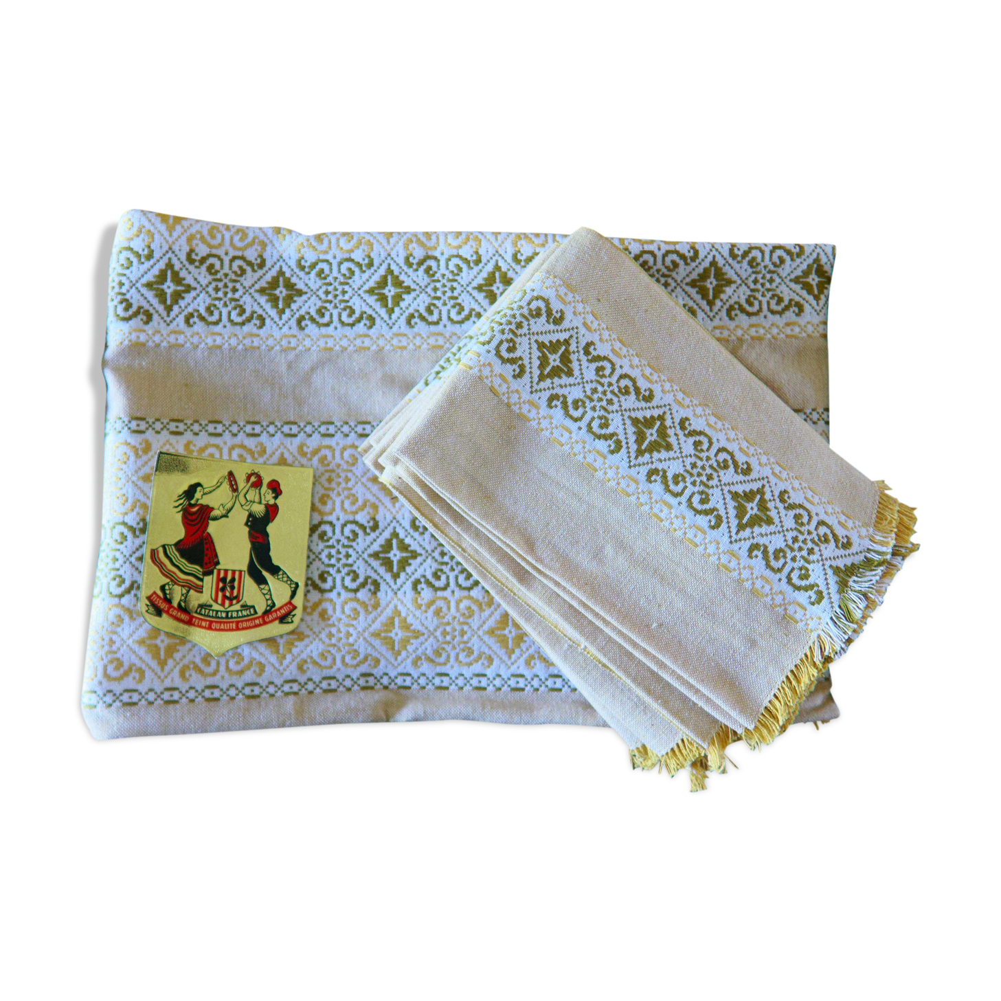 Rectangular Catalan tablecloth 12 vintage cutlery