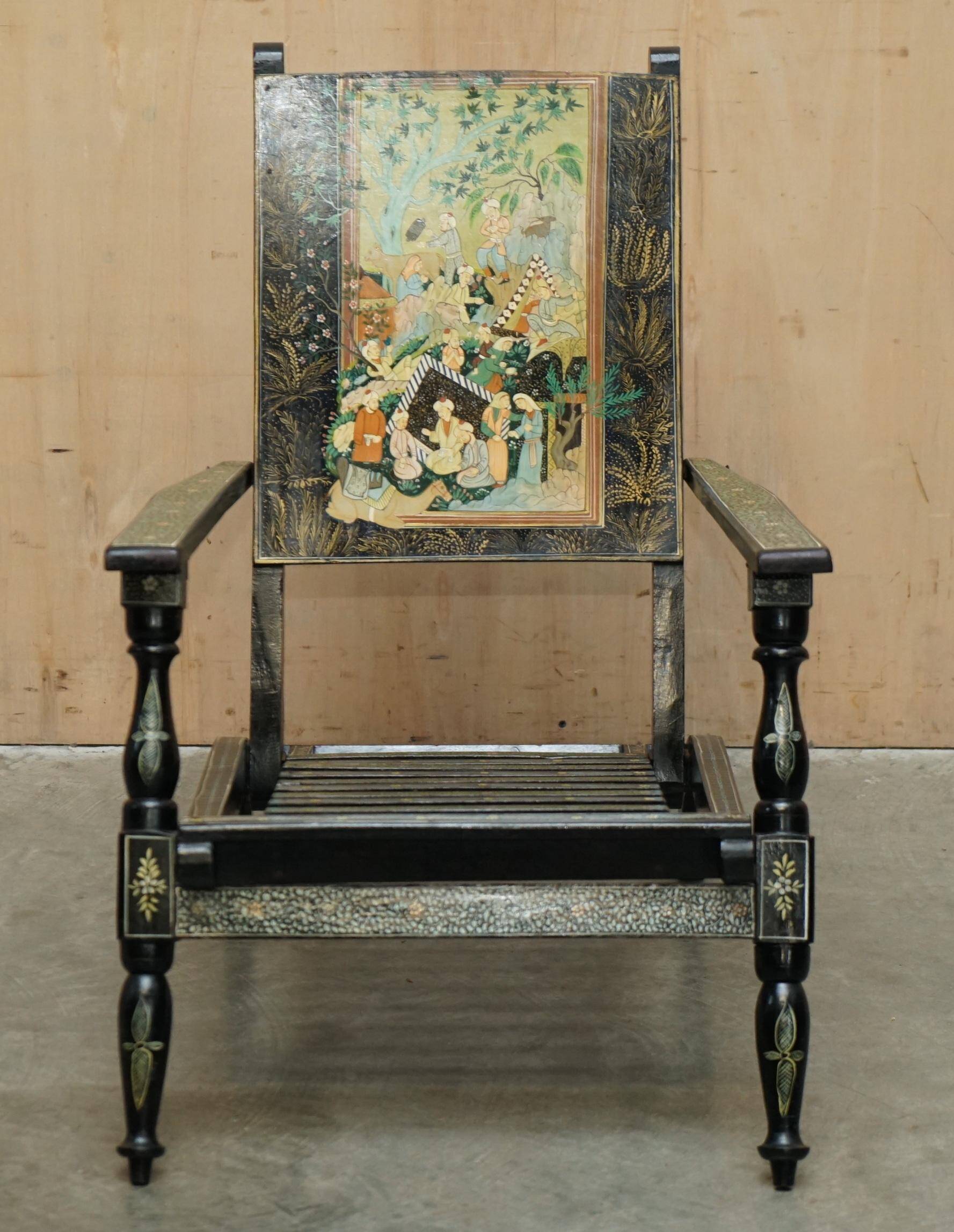 Vintage Anglo-Indian folding chair hand-painted.
