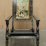 Fauteuil pliant anglo-indien vintage peint à la main