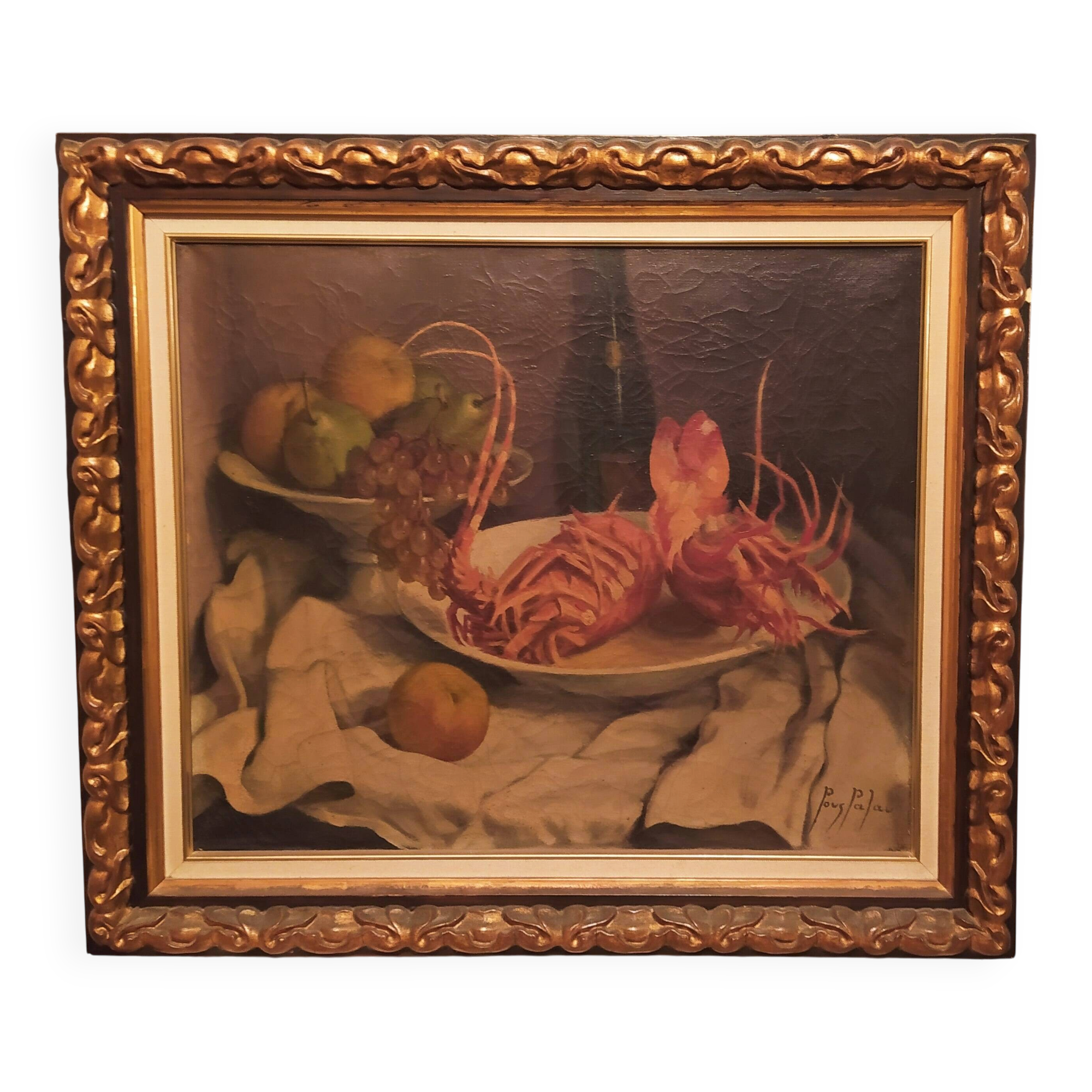 oil painting Antonio Pous Palau (1870–1959) – Still Life with Lobster
