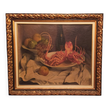 oil painting Antonio Pous Palau (1870–1959) – Still Life with Lobster