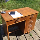 Compact desk wood veneer 50s