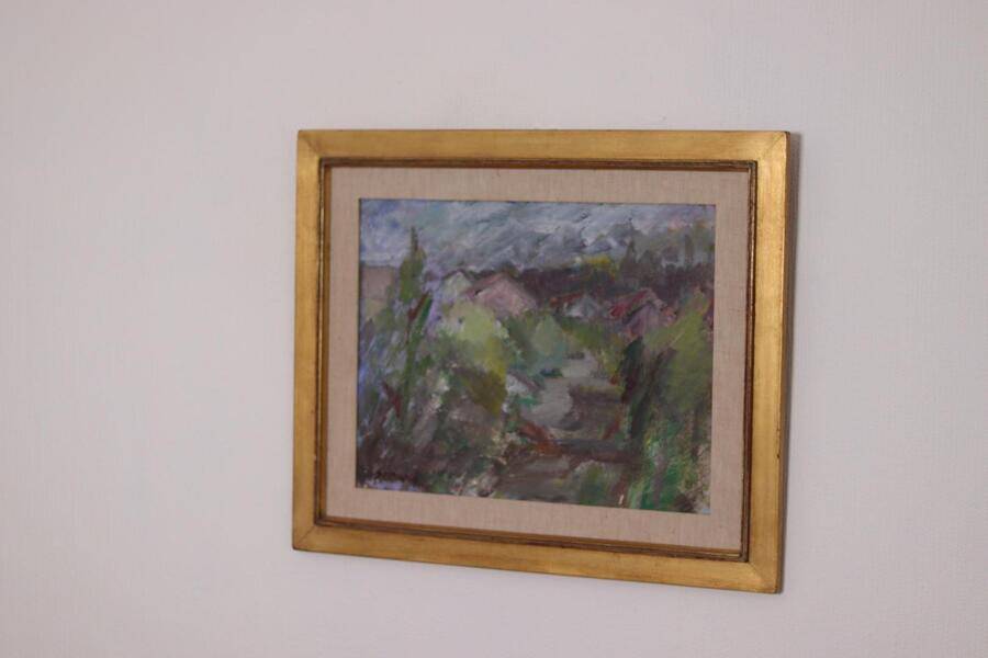 Original Swedish oil on panel – “Path” by Steneld – vintage & framed – 60 × 50 cm (23.6" × 19.7")