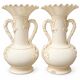 Pair of fine cream earthenware vases from Langeais, decorated with vine.