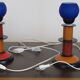 Pair of bedside lamps 1980 blue glass