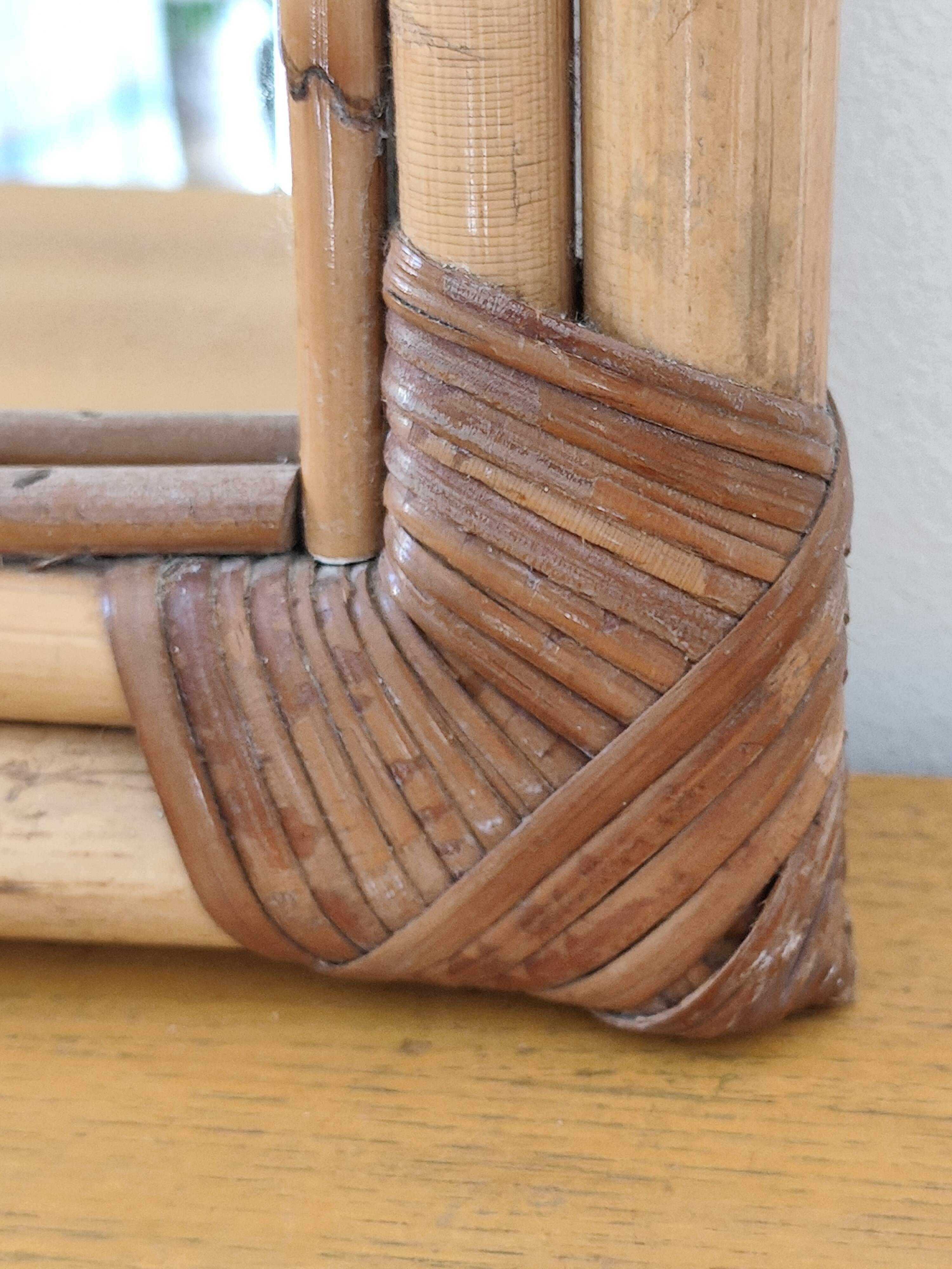 Woven bamboo mirror in natural tone
