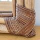 Woven bamboo mirror in natural tone