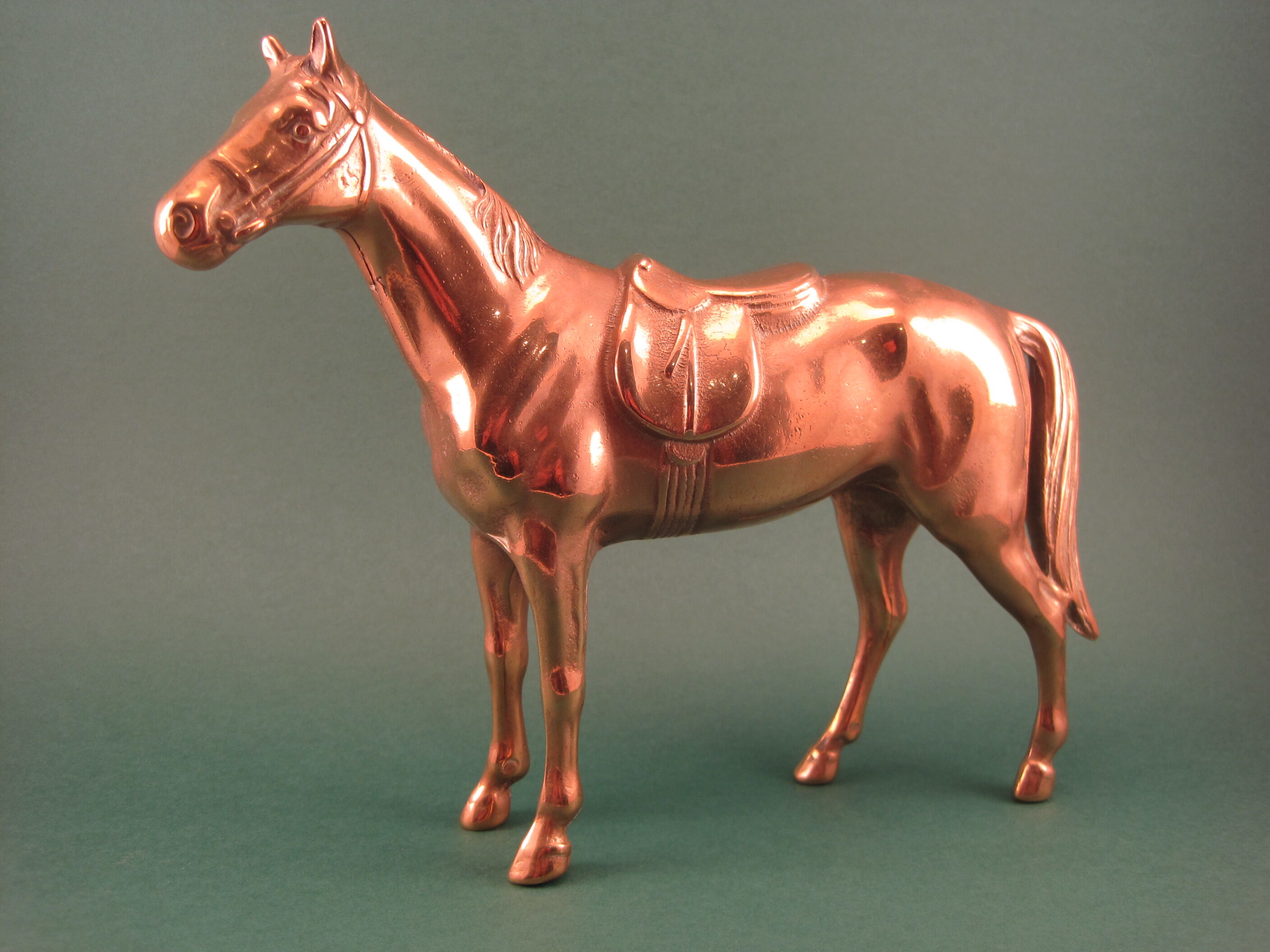 Animal statuette horse in solid brass
