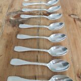 Set of 10 small silver metal spoons