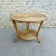 Rattan coffee table, tripod, with double top, 1960s