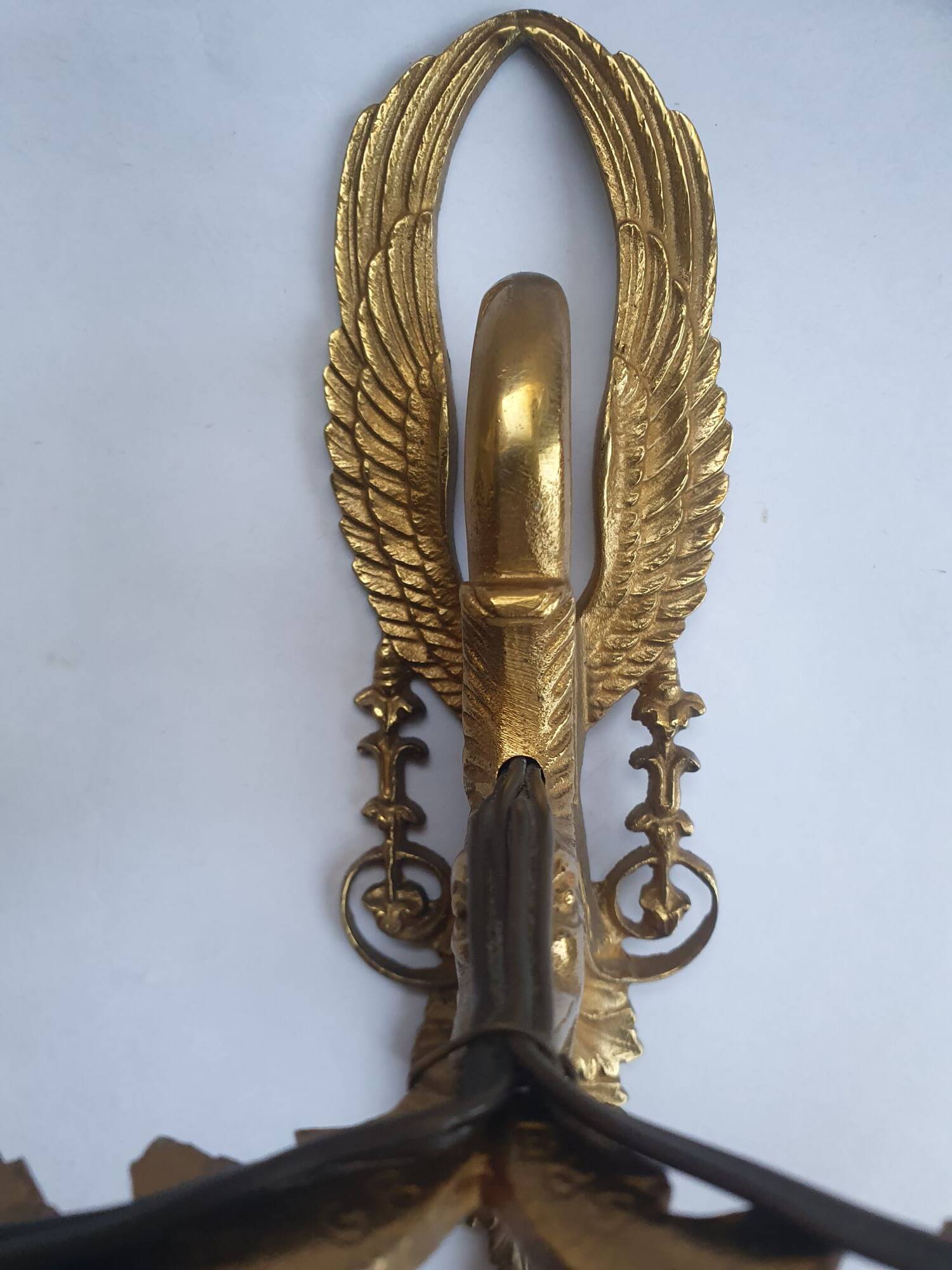 Pair of wall sconces candle holders in Empire style in bronze