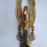 Pair of wall sconces candle holders in Empire style in bronze