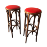 Duo of bar bistro stools in curved wood