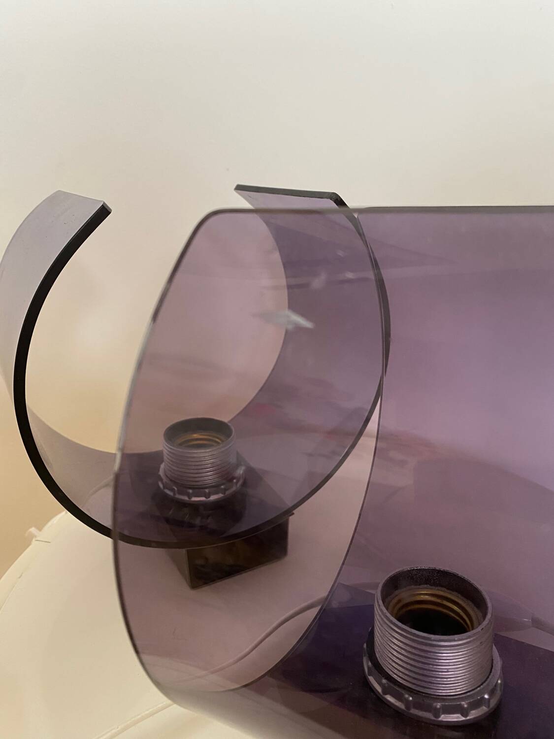 Pair of smoked plexi wall lights from the 70s