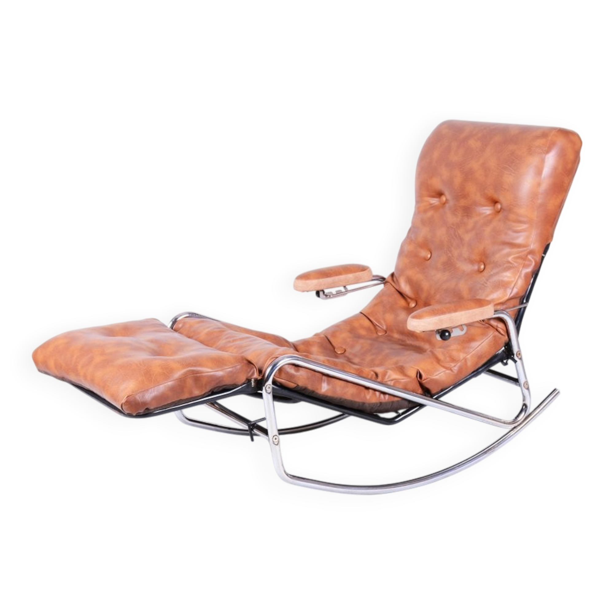 Mid-Century Rocking Reclining Armchair in Chrome by Lama, France, 1960s