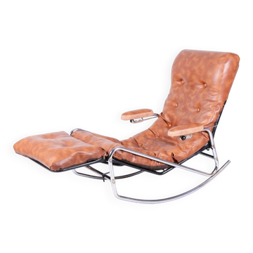 Fauteuil à bascule inclinable de style mid-century en chrome par Lama, France, années 1960