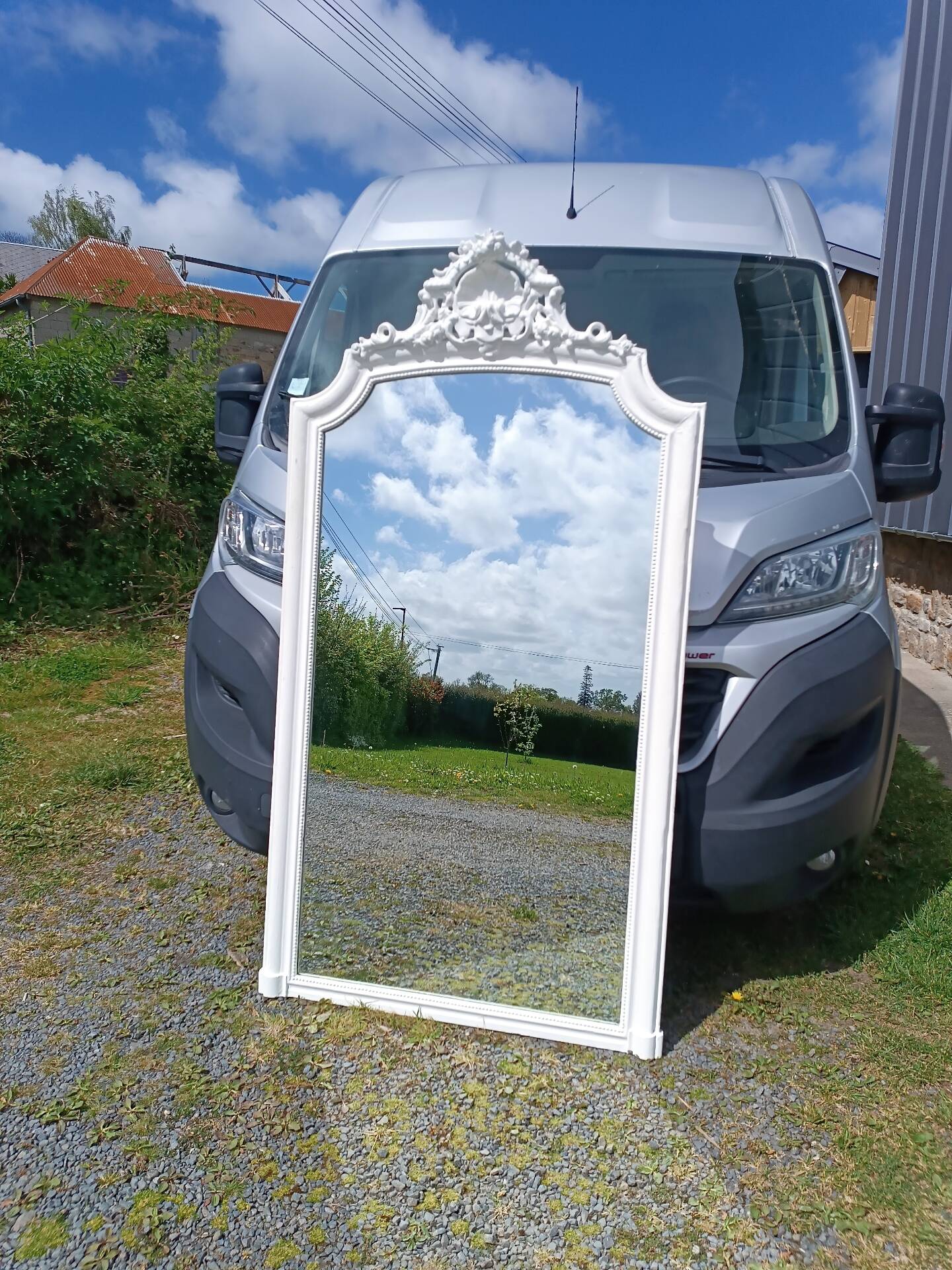 Miroir ancien à fronton 174/94 cm
