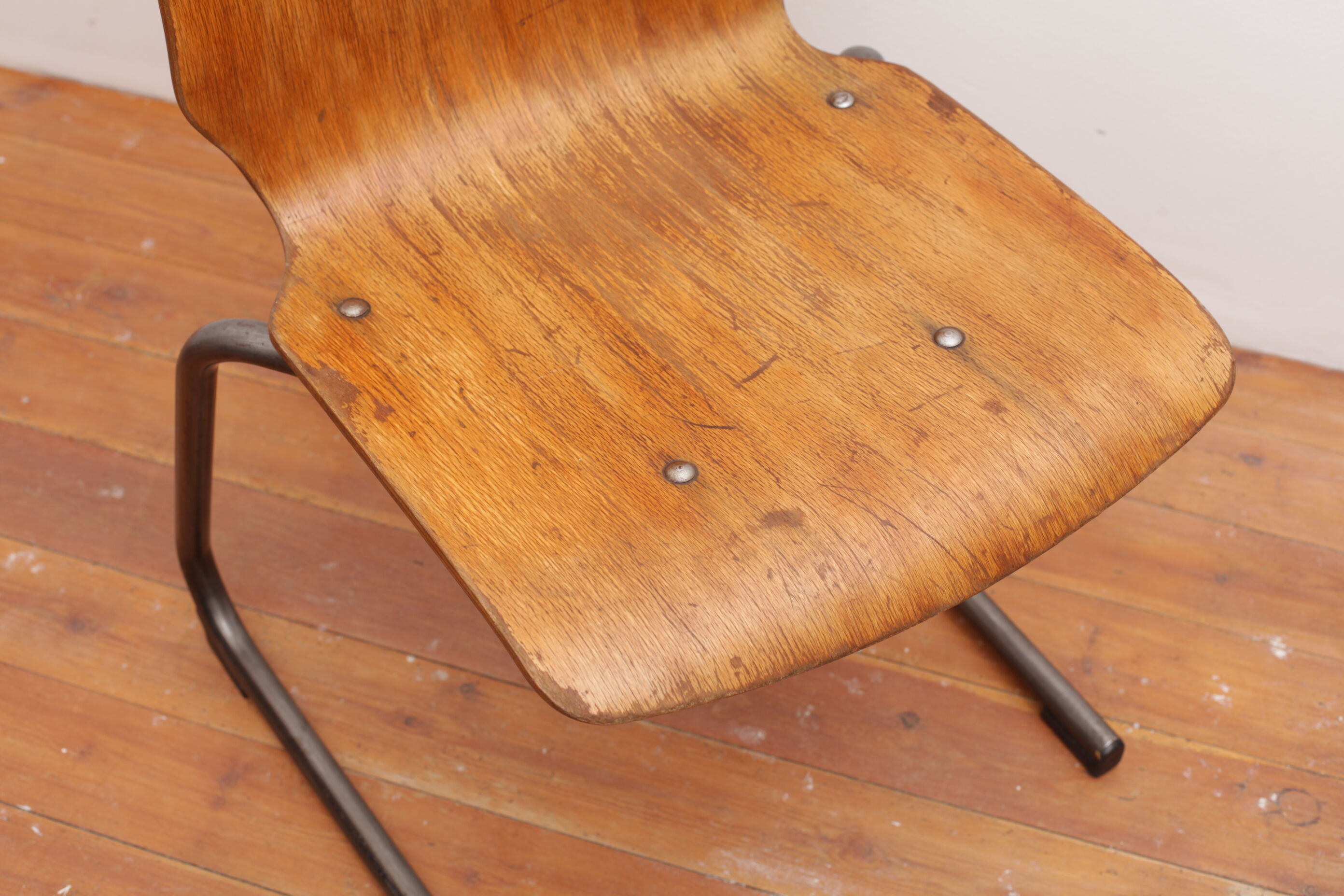 Chair, wood, handle and smoked metal