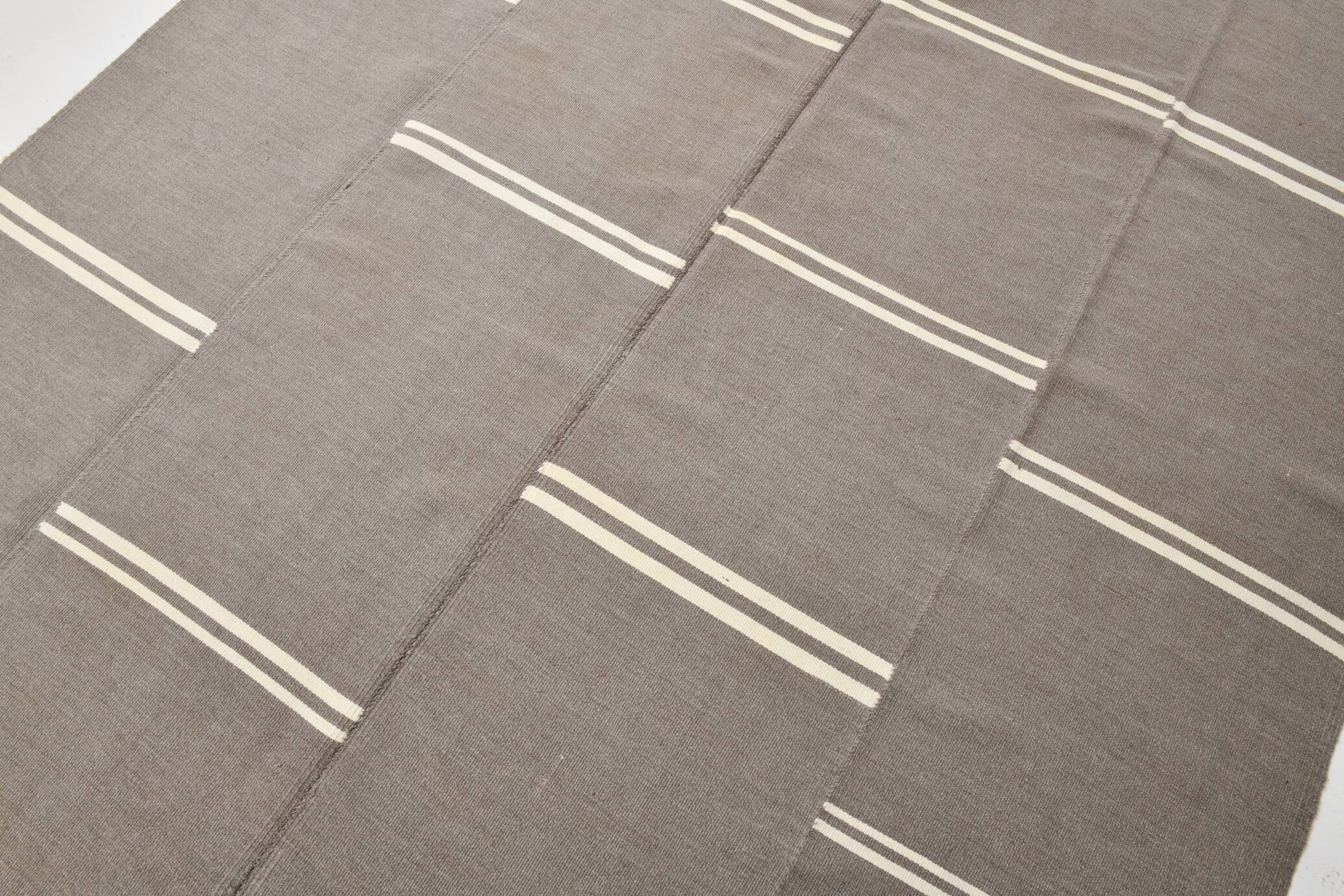 8x10 Gray Beige Vintage Kilim Rug, 235x317Cm