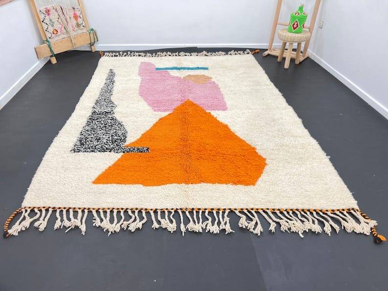 Berber rug in pure wool, colored, size 150 x 250 cm