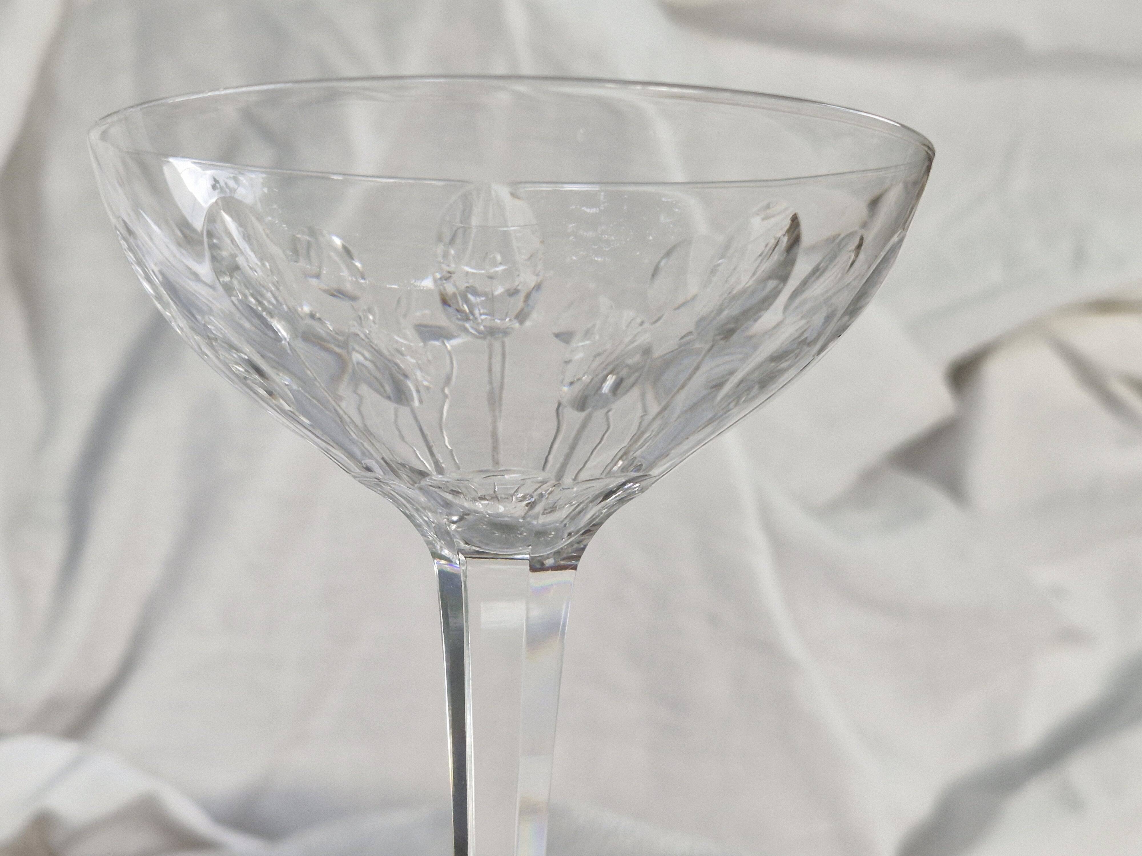 1 Val Saint Lambert crystal champagne glass, Nestor model, Hamle cut