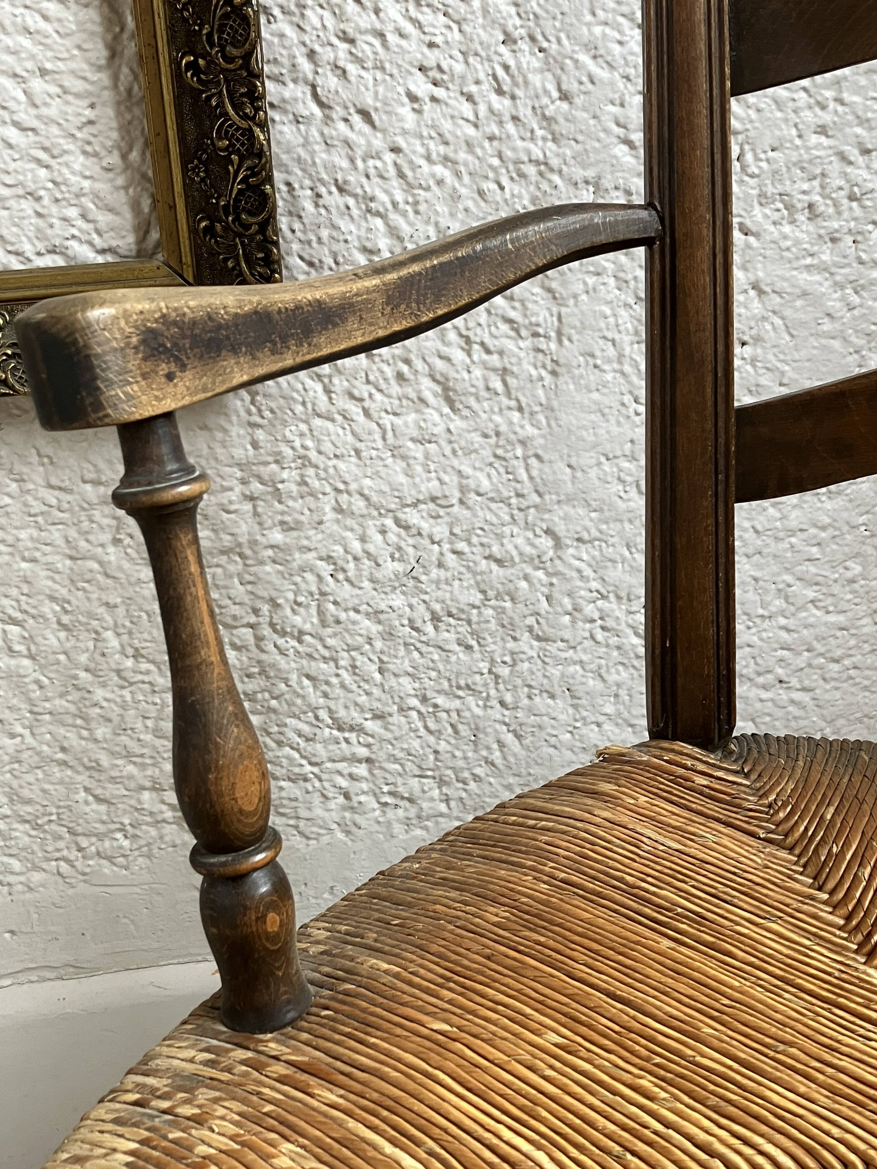 Armchair country paillé XIXth