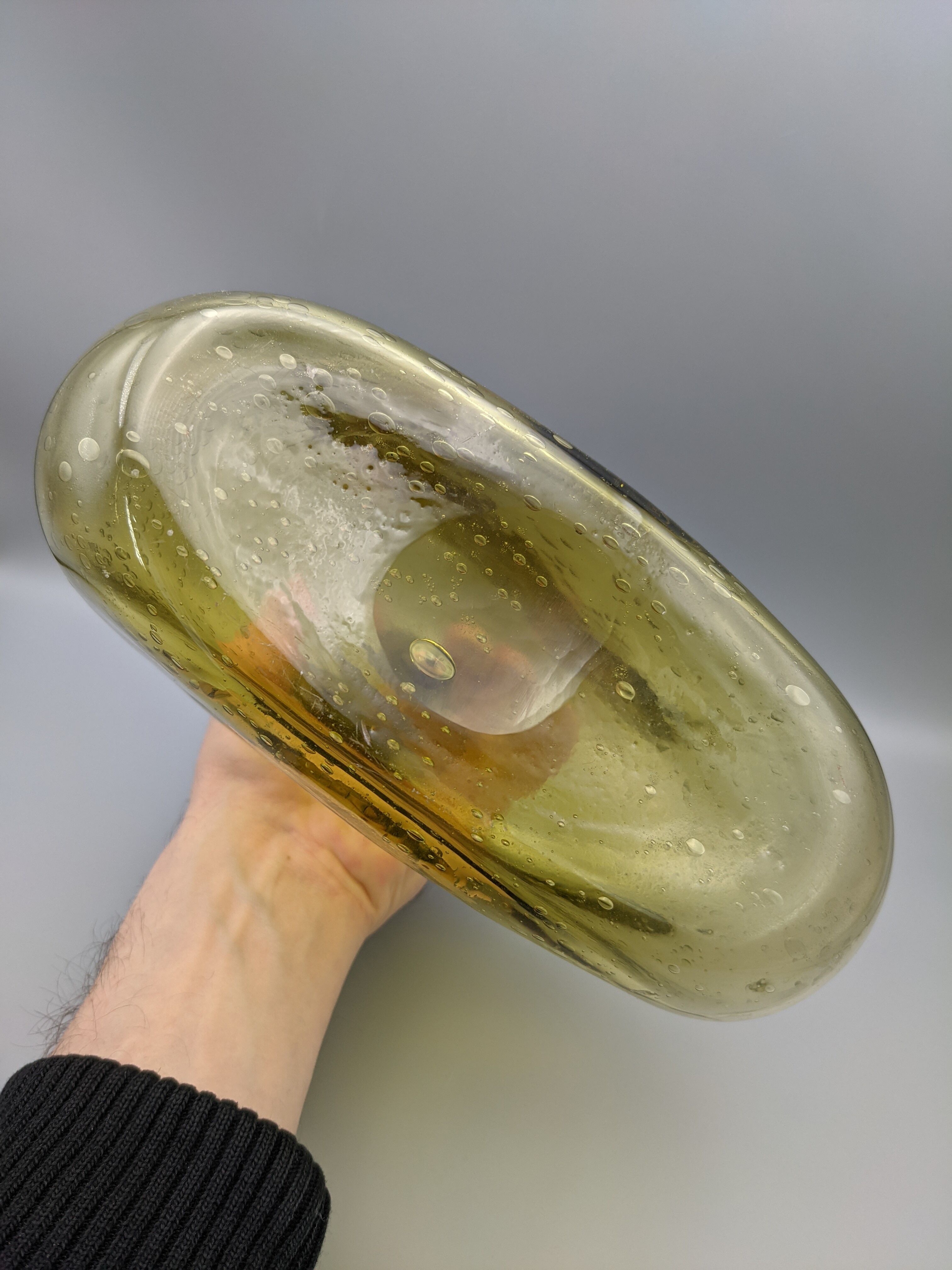 Cognac decanter in bubbled blown glass