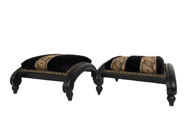 Pair of blackened wooden footstools, Napoleon III period