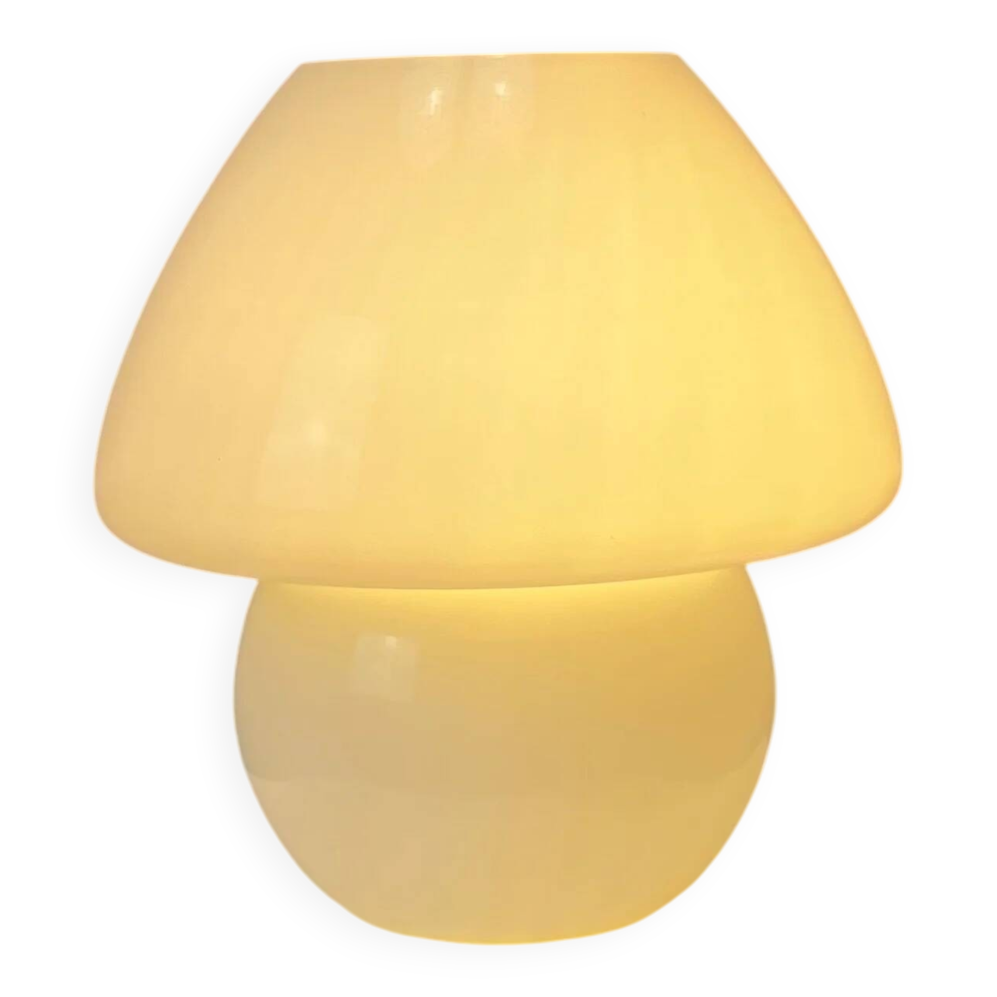 1970s white glass mushroom table lamp