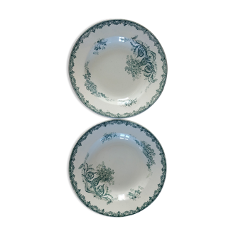 Assiettes creuses anciennes Amandinoise vintage terre de fer porcelaine