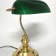 Lampe vintage de banquier en verre opalin vert