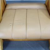 1970s Pair of Rare Oak Armchairs Upholstered in  Leatherette, Czechoslovaki