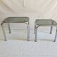 Tables chrome steel and glass smoked 70s