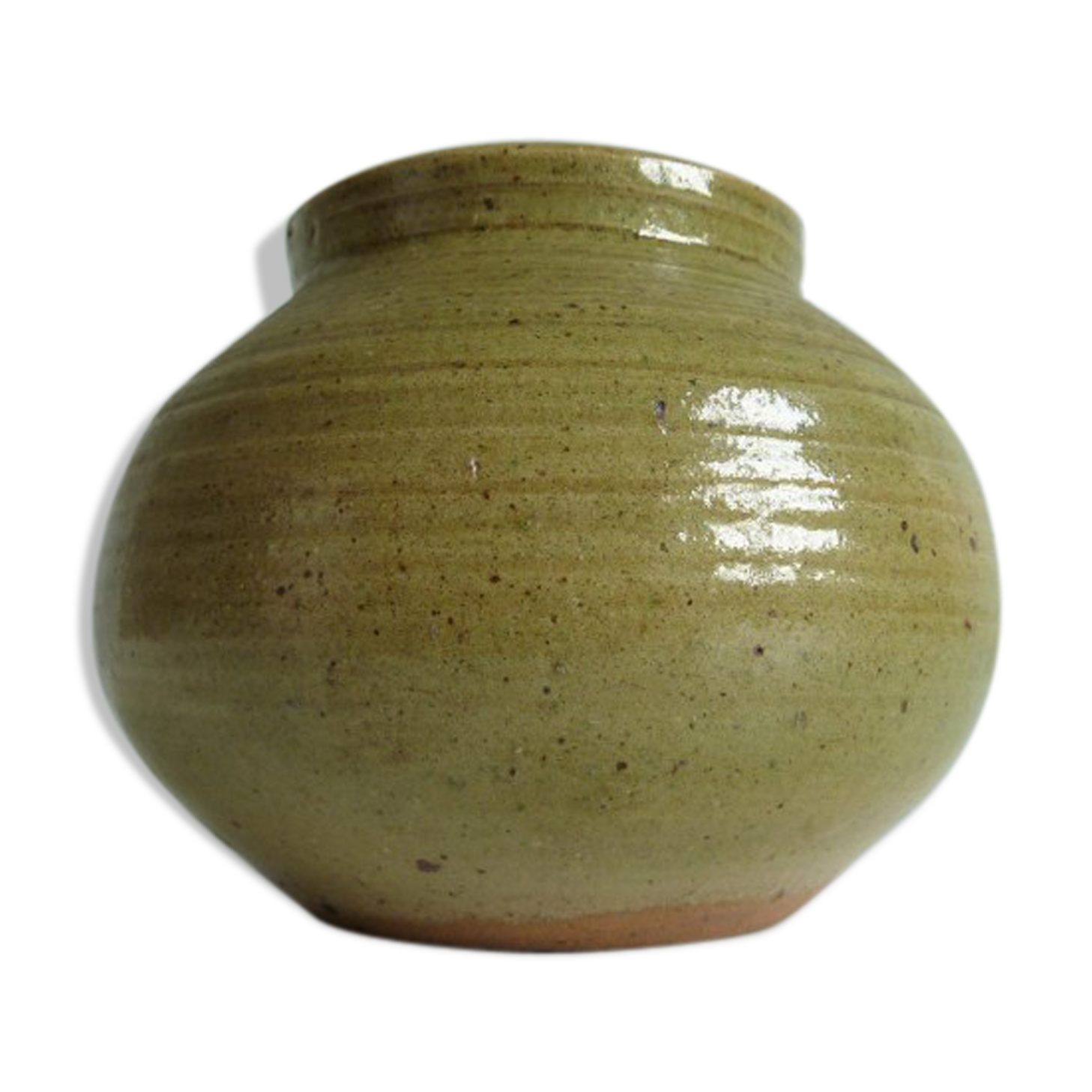 Vintage vase ceramic ball in green sandstone