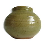 Vase vintage boule céramique en grès vert