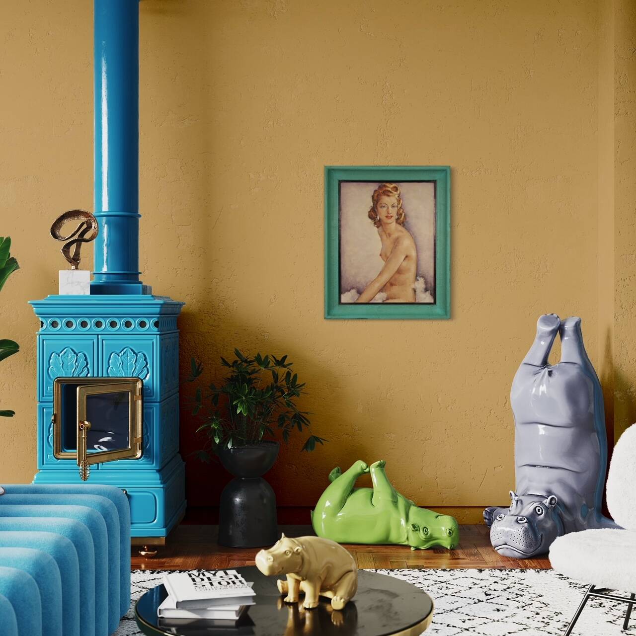 French signed nude painting 60's