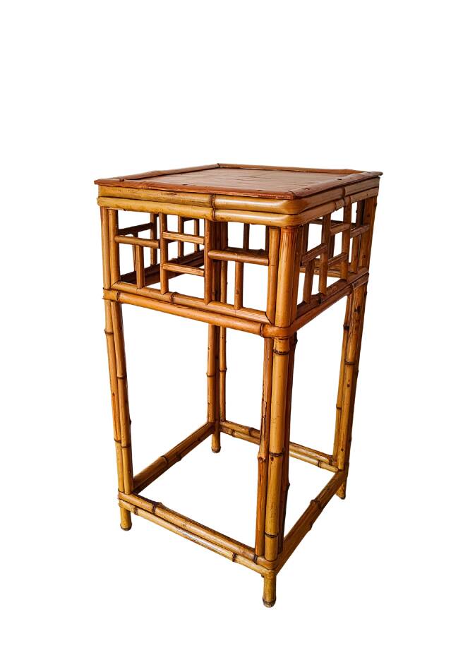 Bamboo and rattan side table from the 1970s.