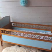 Bed baby/child of the 50s in wood and rattan