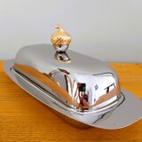 Silver metal butter dish