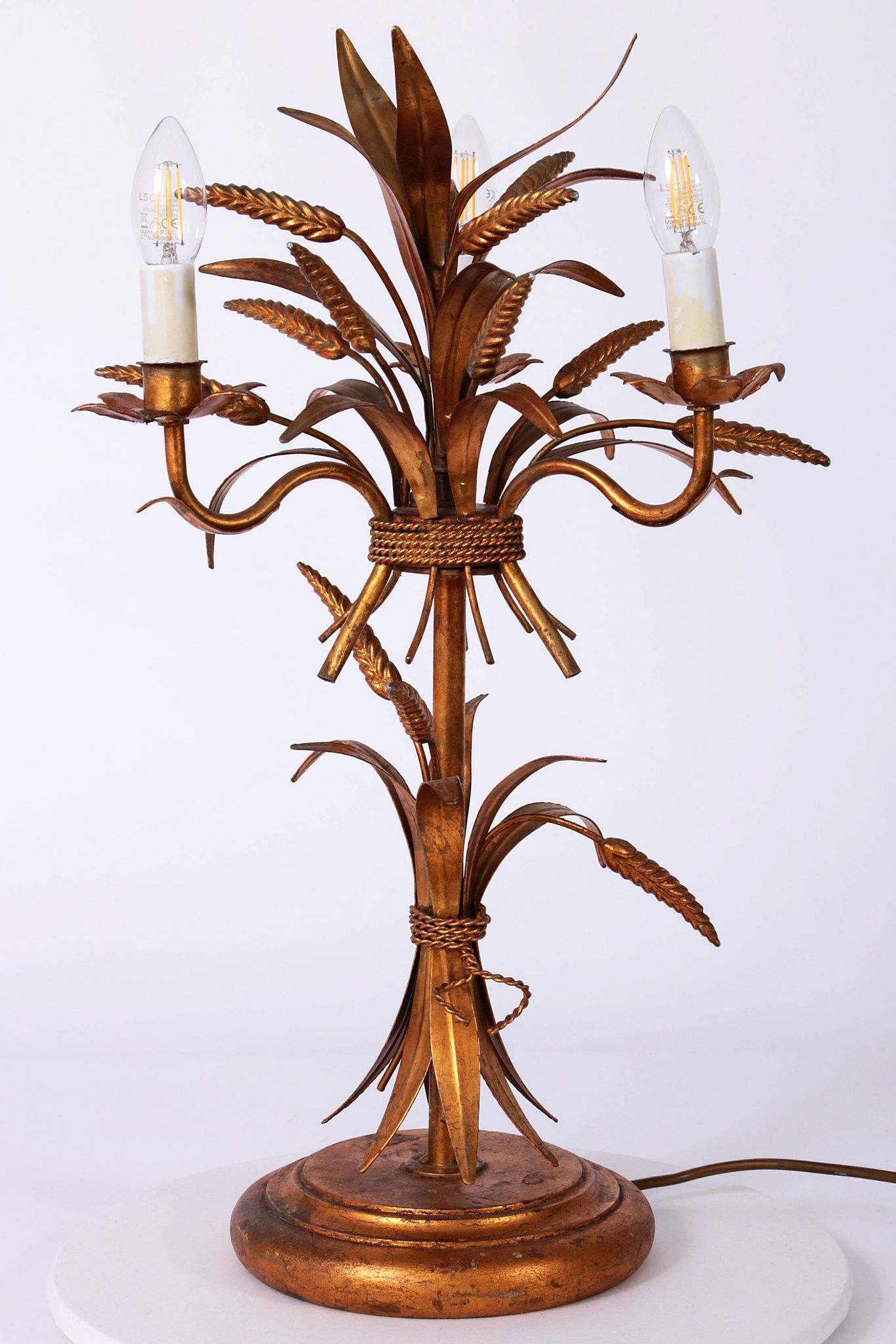 Gilt ‘Sheaf of Wheat’ Table Light, Florentine Table Lamp by Hans Kögl, 1960s