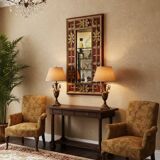 miroir mural Palladio, Italie, 1970 – Décor rouge et dorure patinée