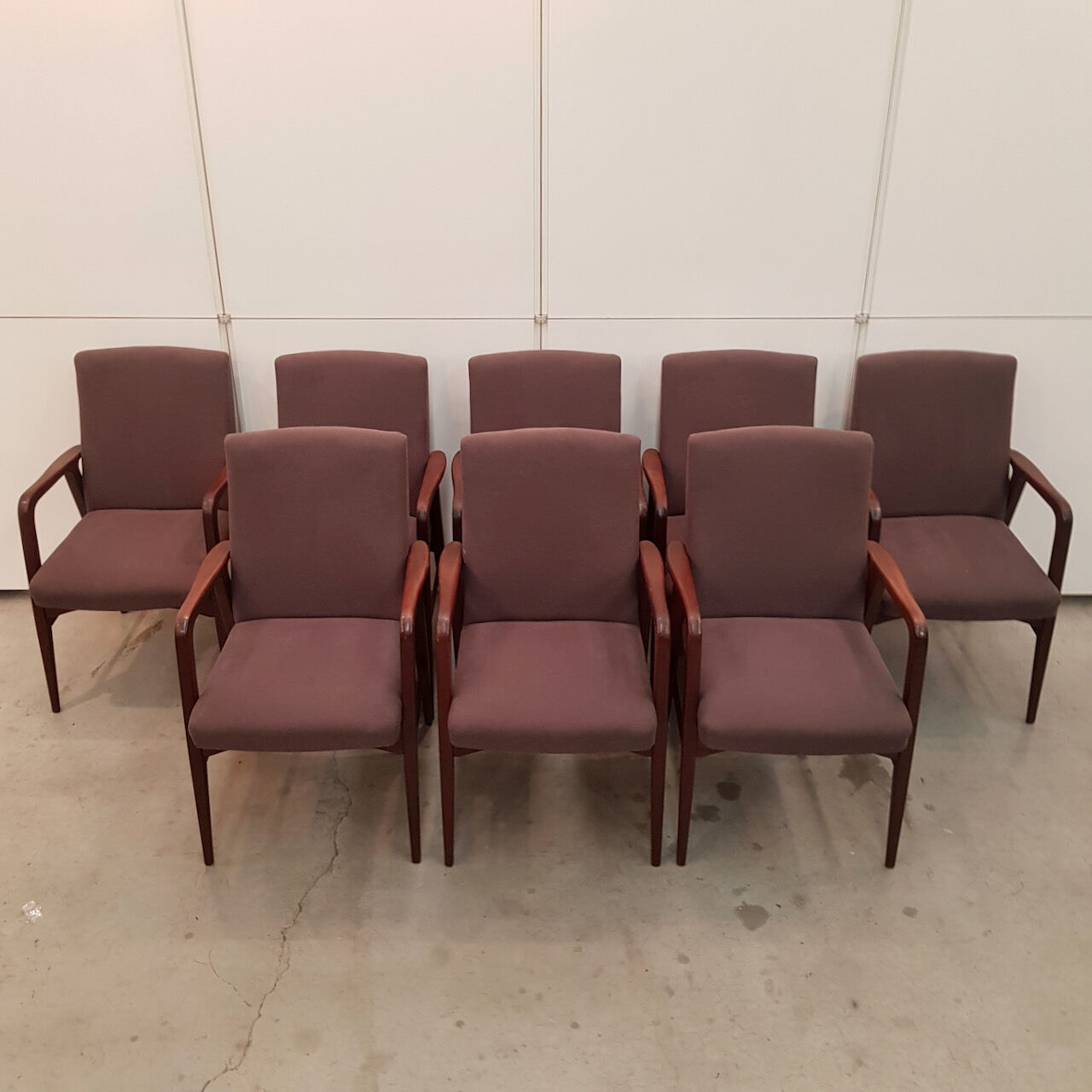 Set of 8 Danish teak armchairs