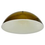 Lampe à suspension en verre acrylique brun et blanc, 1970