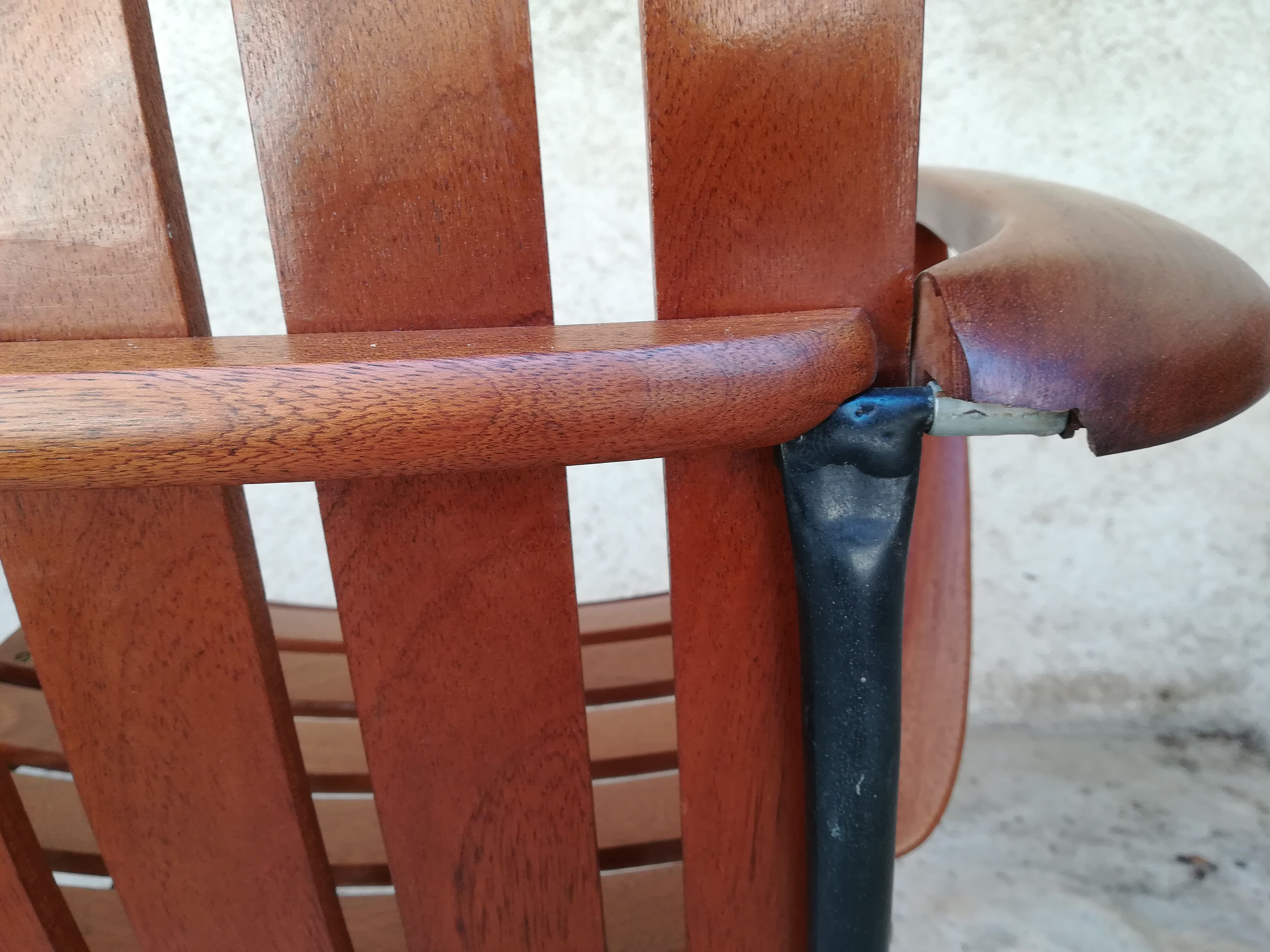 Teak wood folding armchair