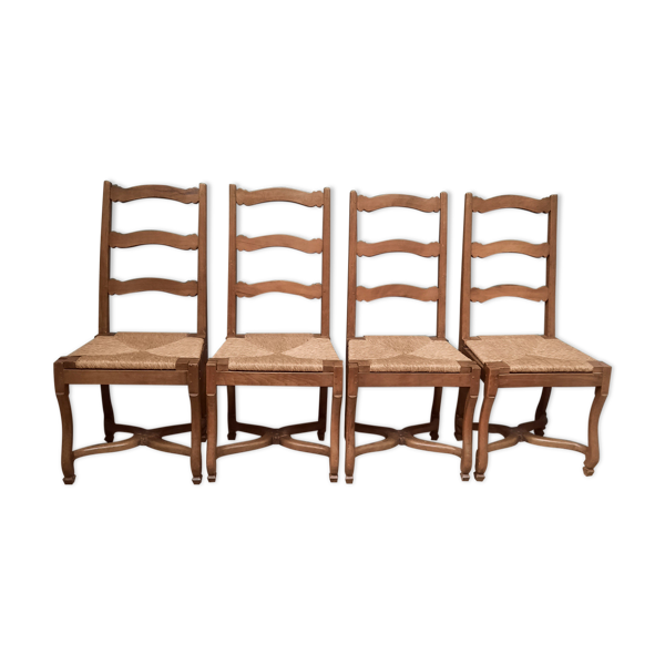 Serie de 4 chaises ''os de mouton'' à assises paillees — Beyit